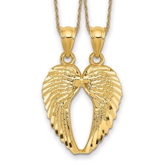 14k Yellow Gold Break Apart Diamond-Cut Angel Wings Pendant 14k Yellow Gold Break Apart Diamond-Cut Angel Wings Pendant