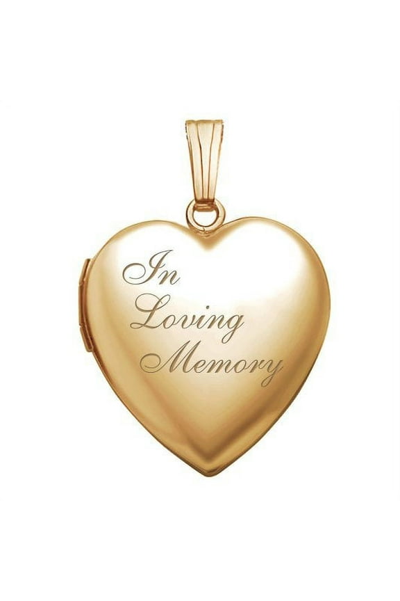 Solid 14K Yellow Gold "in Loving Memory" Locket 3/4 Inch X 3/4 Inch in Solid 14K Yellow Gold