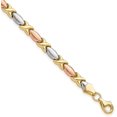 thumbnail image 1 of Solid 14K Yellow Gold w/White and Rose -plating Polished and Brushed X Bracelet - 7.25", 1 of 8