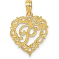 thumbnail image 1 of Solid 14KY Yellow Gold Heart Script Letter P Initial Charm - 17.3mm, 1 of 6