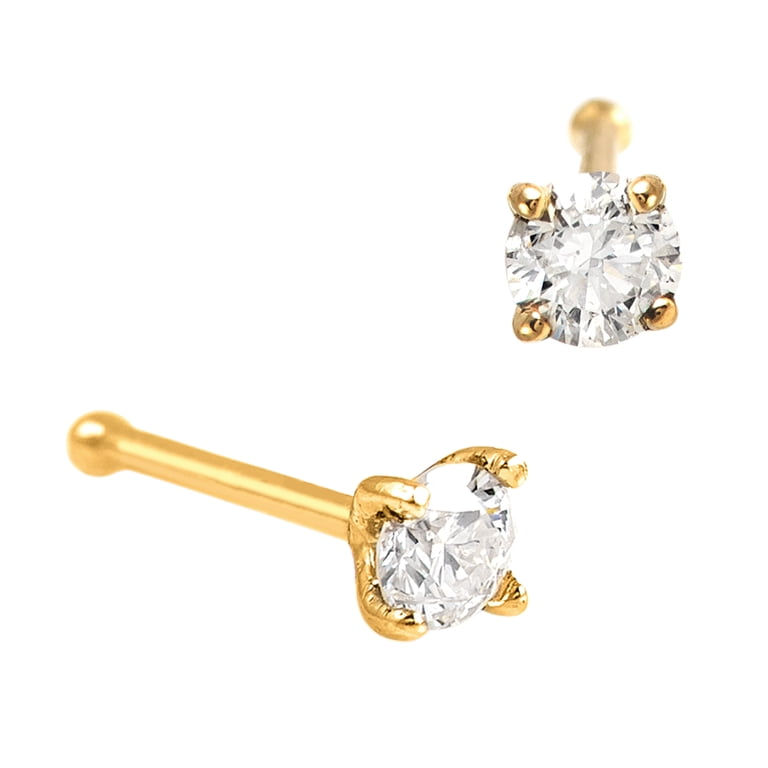 Jewelry Avalanche 22G 14K Gold L-shape Nose Stud With Amethyst Gemstone Yellow Gold 1.5mm