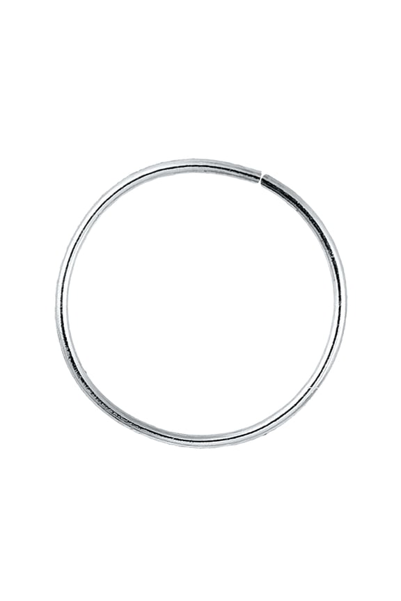 Solid 14Kt Gold Nose Hoop, 24G (0.48mm) Cartilage Earring, Nose & Ear Piercing Hoop, 10MM 14kt White Gold Helix Hoop, Tragus ring, Rook Ring, Daith Hoop Ring - 10MMWG