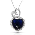 thumbnail image 1 of Solid 14k Beautiful White Gold Dual Love Heart shaped CZ Pendant Necklace (12 Colors) (september)-Pendant for Women, 1 of 2