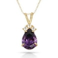 thumbnail image 1 of Solid 14k Beautiful Yellow Gold CZ Three Top Stones Pendant Necklace (12 Colors) (feburary)-Pendant for Women, 1 of 2