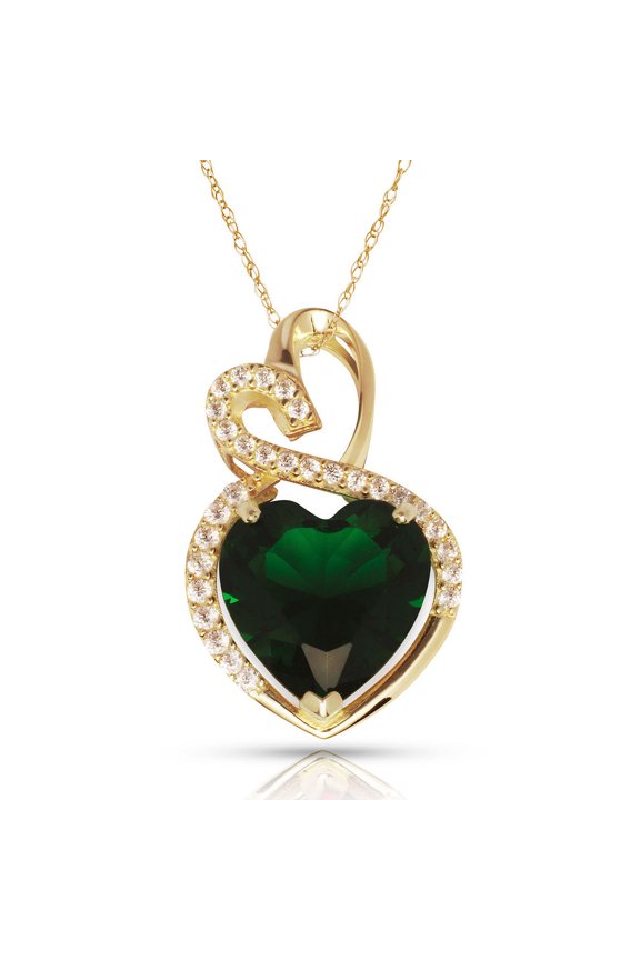 Solid 14k Beautiful Yellow Gold Dual Love Heart shaped Cubic Zirconia Pendant Necklace (12 Colors) (may)-Pendant for Wom