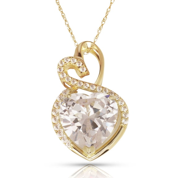 Solid 14k Beautiful Yellow Gold Dual Love Heart-shaped CZ Pendant Necklace (12 Colors) (april) Pendant for Women