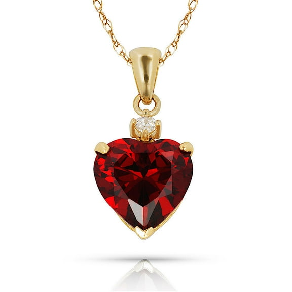 Solid 14k Beautiful Yellow Gold Love Heart shaped Cubic Zirconia Pendant Necklace (12 Colors) (january)-Pendant for Wome