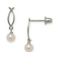 thumbnail image 1 of Solid 14k CZ Gold Animal Sealife Fish With Drop Pearl Screw Back Stud Earrings (yellow and White) (White Gold) Stud Earr, 1 of 2