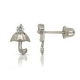 thumbnail image 1 of Solid 14k CZ Umbrella Style With Stone Screw Back Stud Earrings (yellow and White) (White Gold)-Stud Earring for Women, 1 of 2