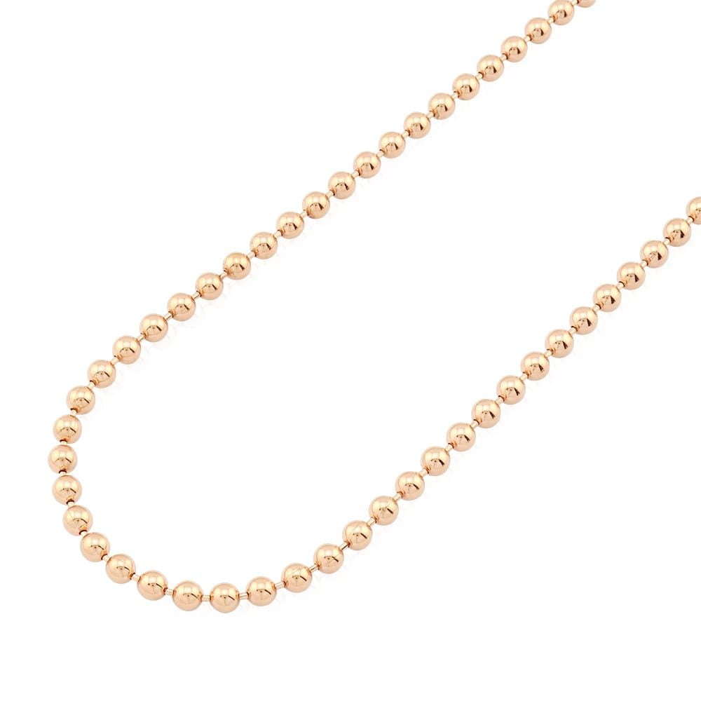 Solid 14k Gold 4mm Ball Beaded Link Chain Necklace 22
