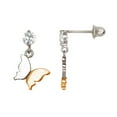 thumbnail image 1 of Solid 14k Gold Cubic Zirconia Beautiful Butterfly Angel Wings Shaped Stud Earrings With Single Stone White Gold Earring, 1 of 2