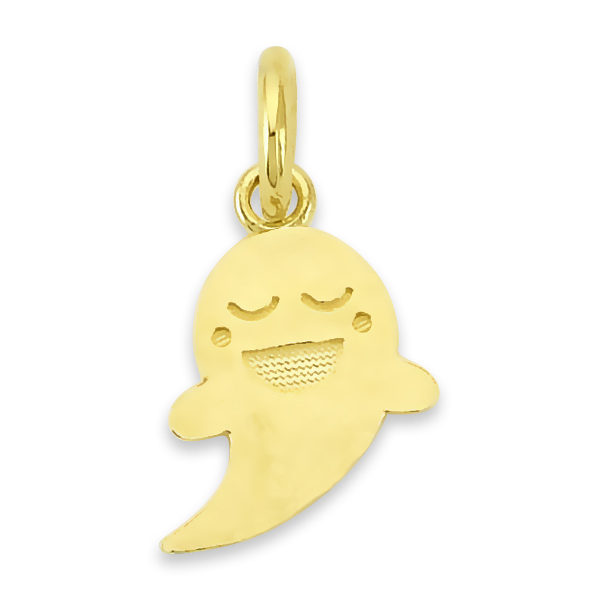 GOLDEN FIRE Solid 14k Gold Ghost Charm - Cute Halloween Jewelry Gifts