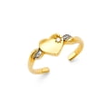 thumbnail image 1 of Solid 14k Gold Heart Cubic Zirconia CZ Toe Ring Size 6.5, 1 of 2