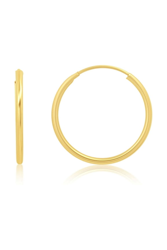 Solid 14k Gold Hoop Earrings for Women | 1.5mm Tube Yellow Gold Hoop Earrings 14k Real Gold | Flex Continuous Hoop Gold Earrings | 18mm (0.7 Inch) Diameter Small Gold Hoop Earrings by MAX + STONE