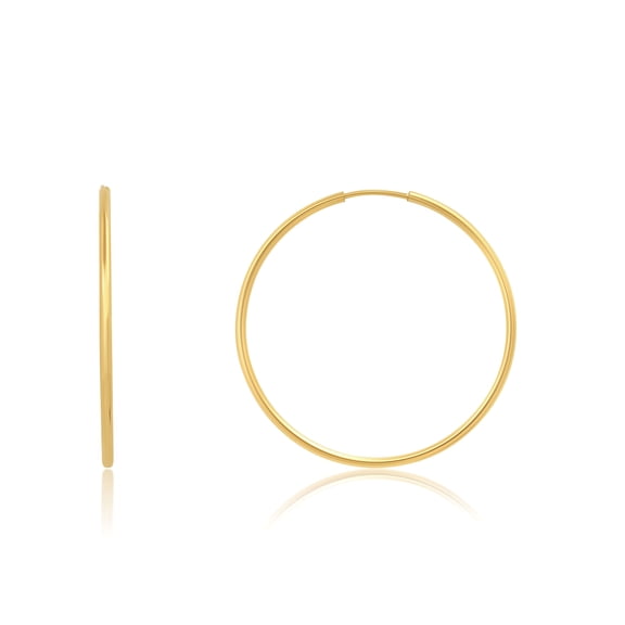 Solid 14k Gold Hoop Earrings for Women | 1.5mm Tube Yellow Gold Hoop Earrings 14k Real Gold | Flex Continuous Hoop Gold Earrings | 33mm (1.3 Inch) Diameter Large Gold Hoop Earrings by MAX + STONE