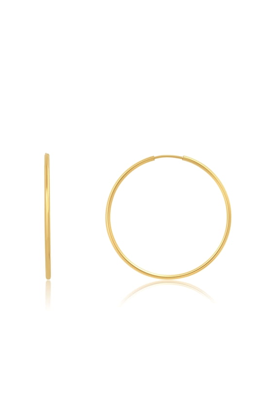 Solid 14k Gold Hoop Earrings for Women | 1.5mm Tube Yellow Gold Hoop Earrings 14k Real Gold | Flex Continuous Hoop Gold Earrings | 33mm (1.3 Inch) Diameter Large Gold Hoop Earrings by MAX + STONE