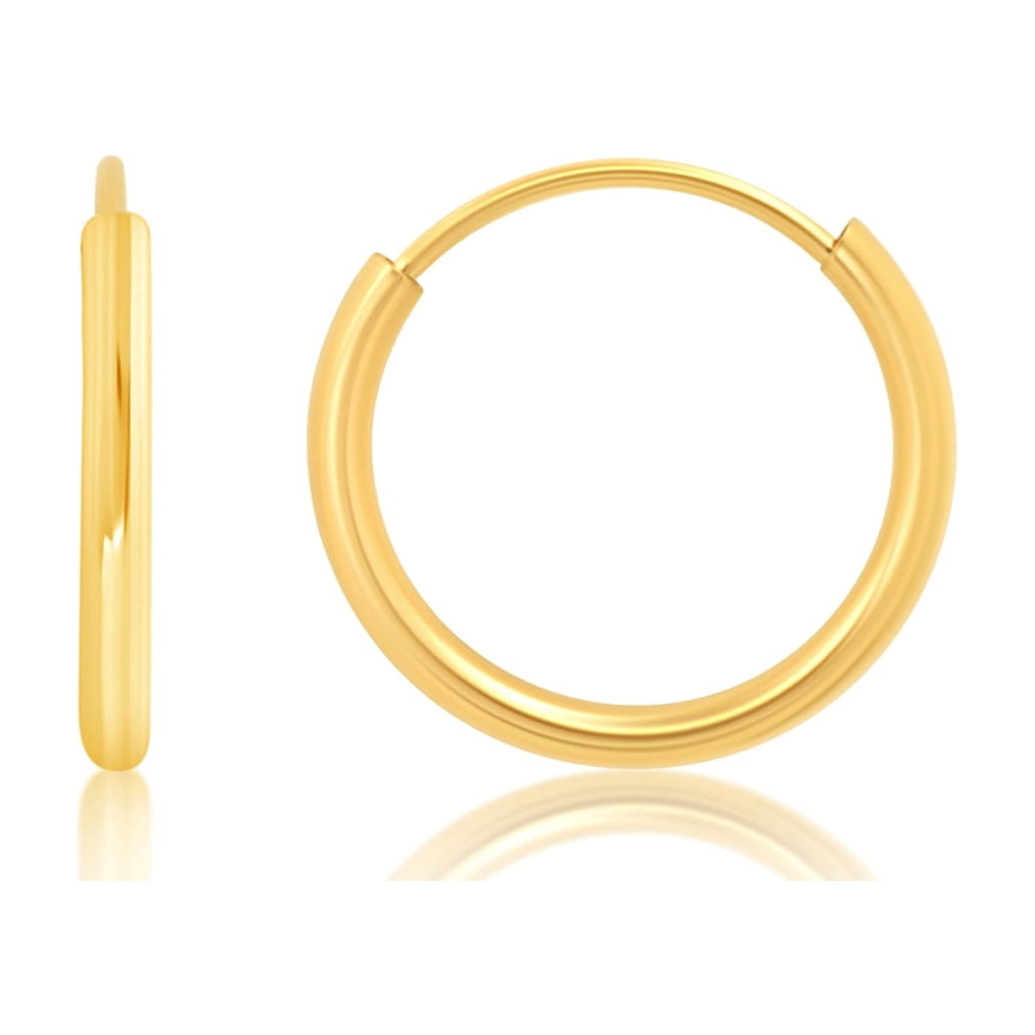 Small Solid 18K Yellow Gold Hoop Earrings Your Choice 8mm 10mm or 12mm in 24 Gauge or 22 Gauge Handmade Hypoallergenic Hoops Sensitive Ears Huggies