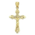 thumbnail image 1 of Golden Fire Solid 14k Gold Crucifix Pendant Necklace - Religious Jewelry Gifts fro Women, 1 of 6