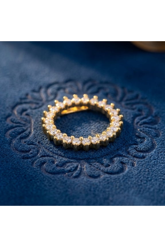 Solid 14k Gold Minimalist Circle CZ Pendant for Women and Teens