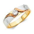 thumbnail image 1 of Solid 14k Gold Ring Round Cubic Zirconia Mens Anniversary Wedding Band Size 5, 1 of 2