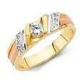 thumbnail image 1 of Solid 14k Gold Ring Round Cubic Zirconia Mens Anniversary Wedding Band Size 7, 1 of 2
