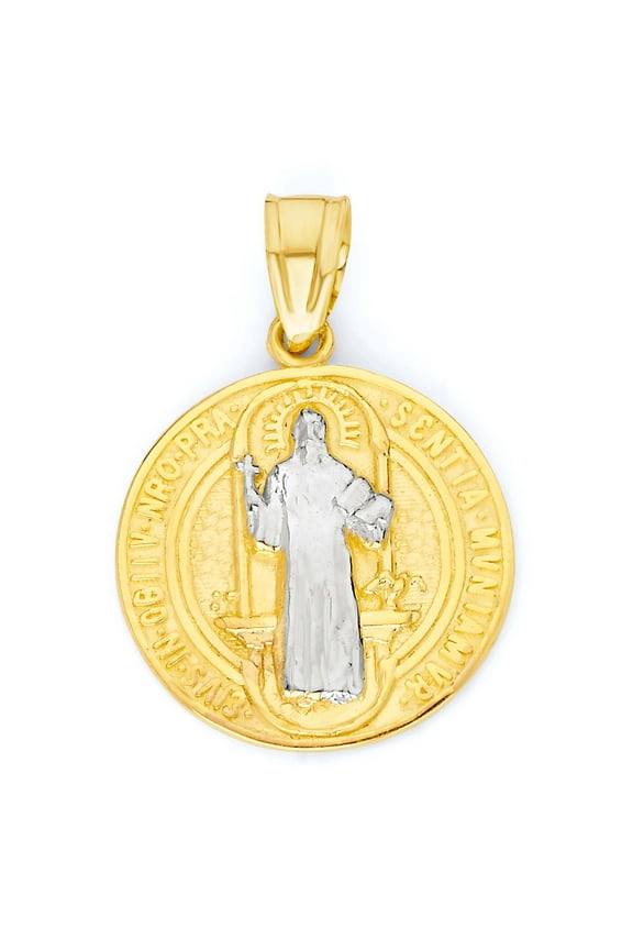 Solid 14k Gold Saint Benedict Medal Pendant - Religious Jewelry Gifts for Communion