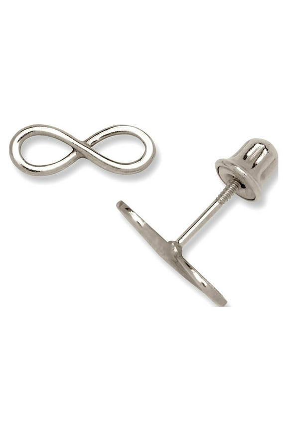 Solid 14k Gold Small Infinity Ribbon Stud Post Screw Back Earrings (yellow Or White) (3mm X 8mm) Stud Earring for Women