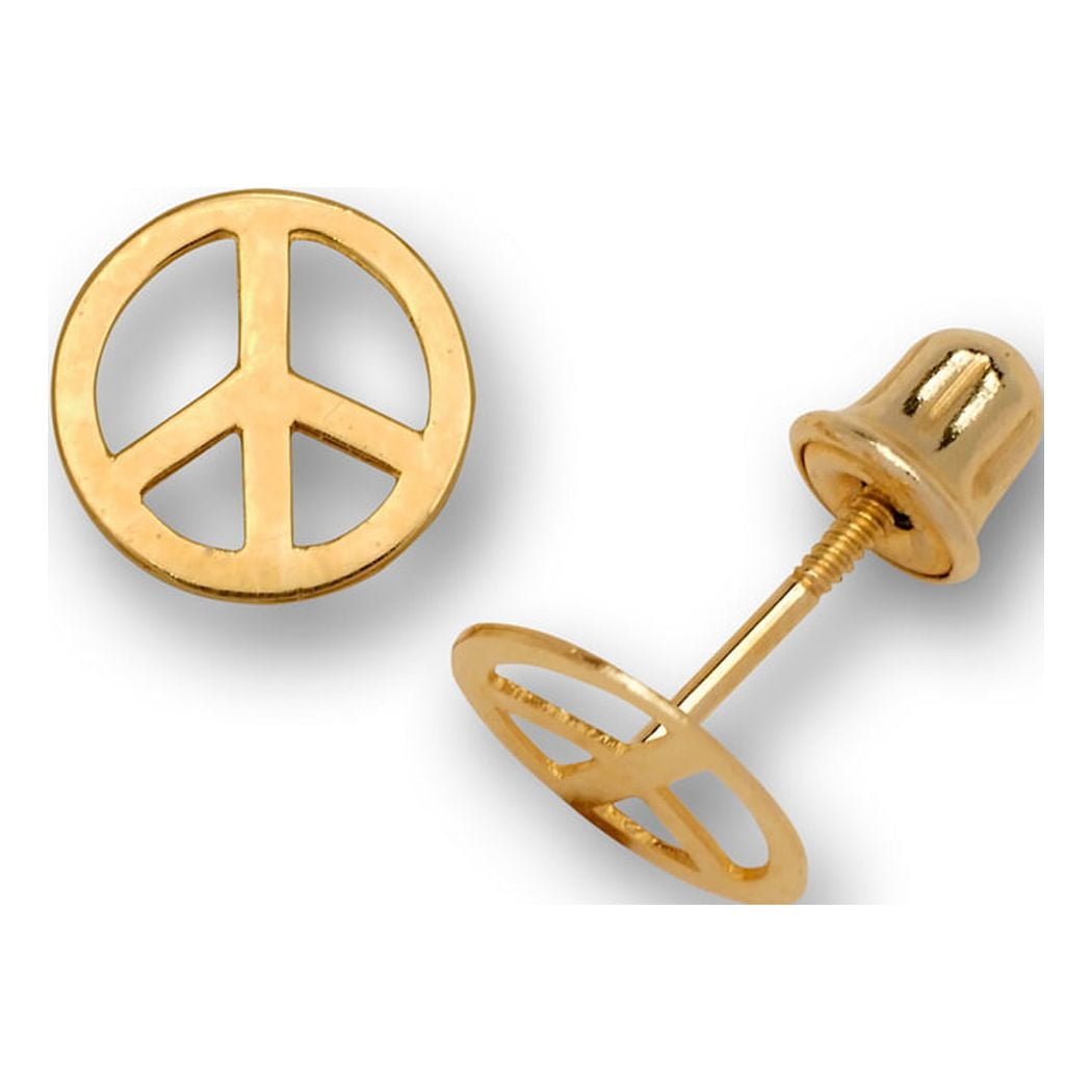 Peace Sign Post Stud Earrings 7mm Polished Sterling Silver