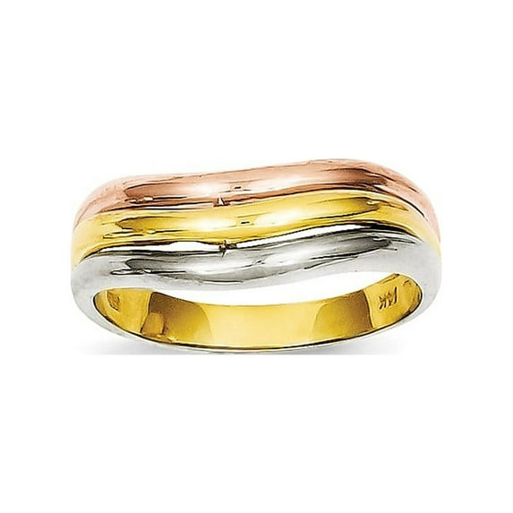 Solid 14k Gold Tri-Color Fancy Ring (6mm) - Size 4
