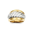 thumbnail image 1 of Solid 14k Gold Two-tone Polished Twisted Dome Ring (15mm) - Size 7, 1 of 2