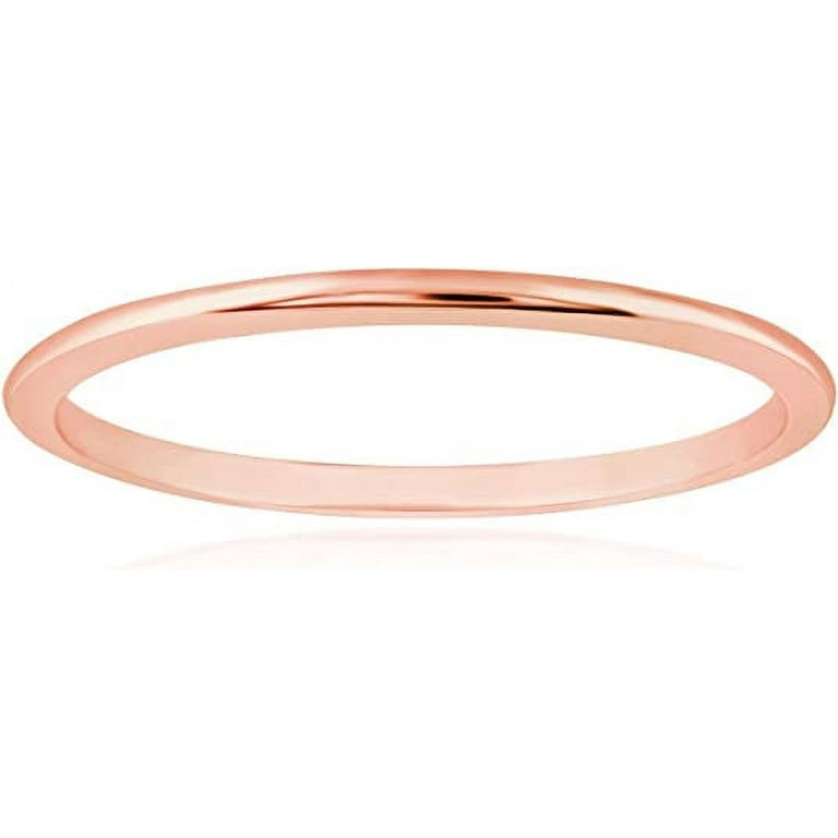 Solid 14k Gold Wedding Band Ring for Women in Rose Gold 1mm Thin