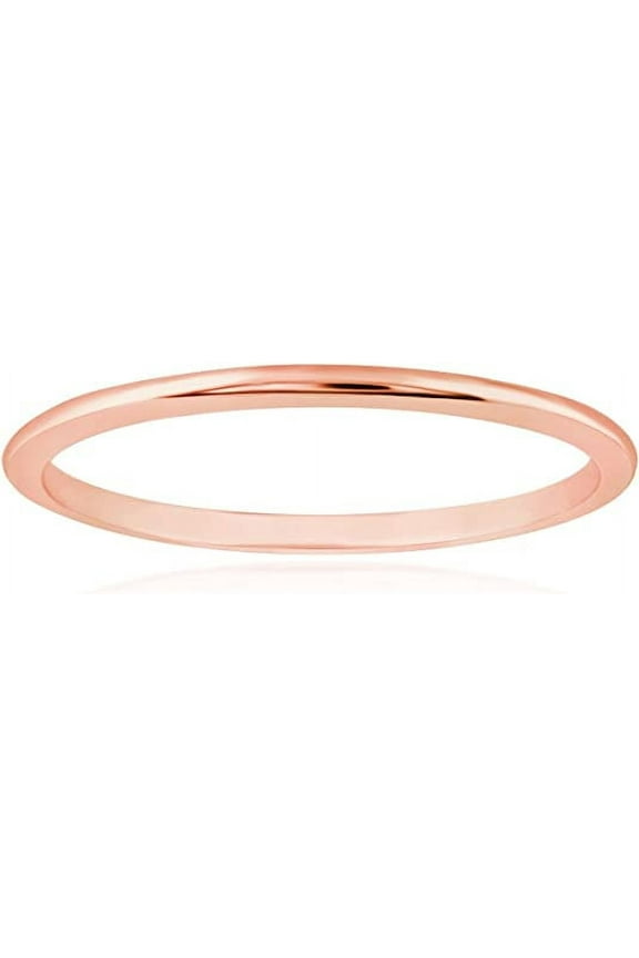 Solid 14k Gold Wedding Band Ring for Women in Rose Gold 1mm Thin Stacking Band in Size 10 by MAX + STONE