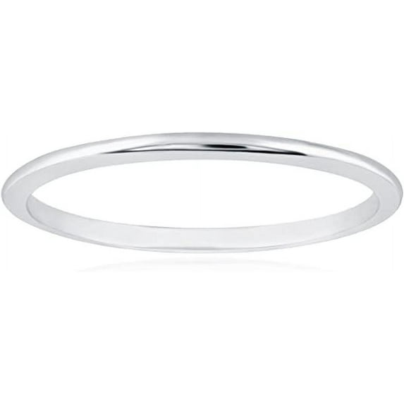 Solid 14k Gold Wedding Band Ring for Women in White Gold 1mm Thin Stacking Band in Size 5.5 by MAX + STONE