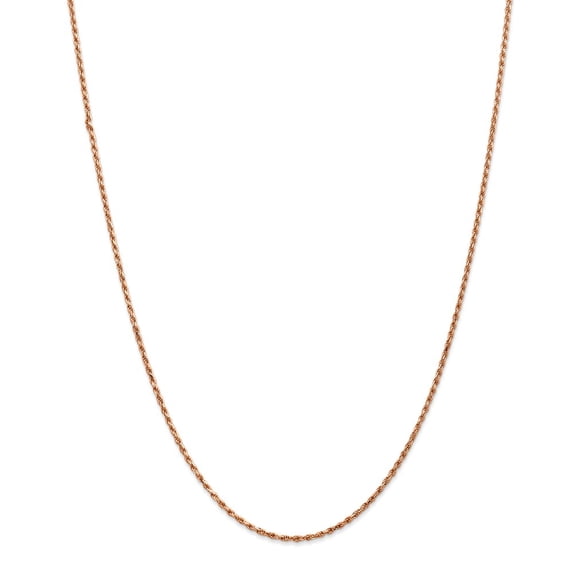 Solid 14k Rose Gold 1.8mm Diamond-Cut Rope Chain Necklace - with Secure Lobster Lock Clasp 24"