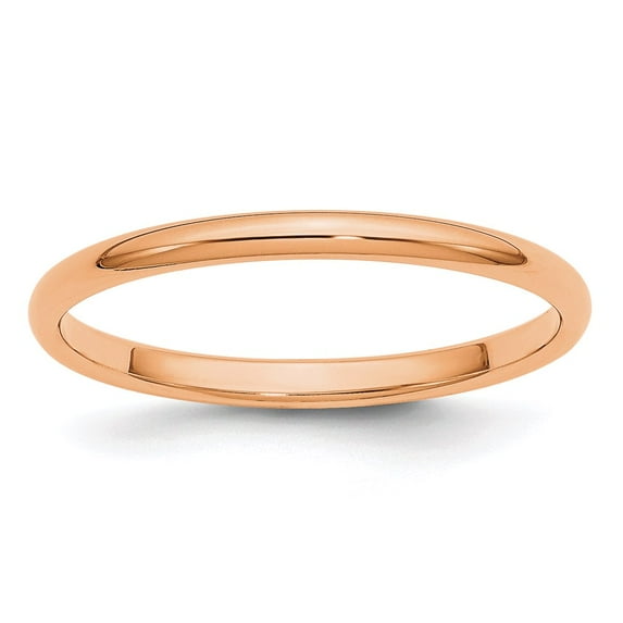 Solid 14k Rose Gold 2mm Plain Classic Dome Men's Wedding Band Ring Size 14