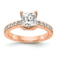 thumbnail image 1 of Solid 14k Rose Gold Lab Grown Diamond Side-Stones with CZ Cubic Zirconia Center Stone Engagement Ring Rin Size 8, 1 of 7
