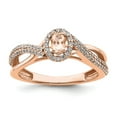 thumbnail image 1 of Solid 14k Rose Gold Morganite Diamond Halo Engagement Ring Size 5 (.32 cttw.), 1 of 5