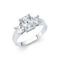thumbnail image 1 of Solid 14k White Emerald Gold Cubic Zirconia CZ Rectangular Engagement Ring Size 8, 1 of 2