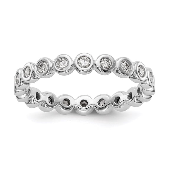 Solid 14k White Gold 1/2ct Bezel Set Diamond Anniversary Wedding Band Eternity Ring Size 7