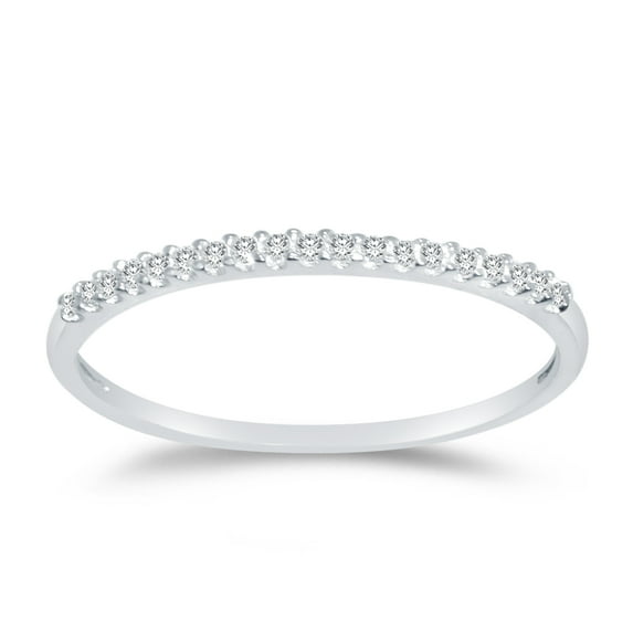 Solid 14k White Gold 1.5mm Round Cut Thin Pave Set Anniversary Ring Wedding Band CZ Cubic Zirconia 1/4 cttw. , Size 7