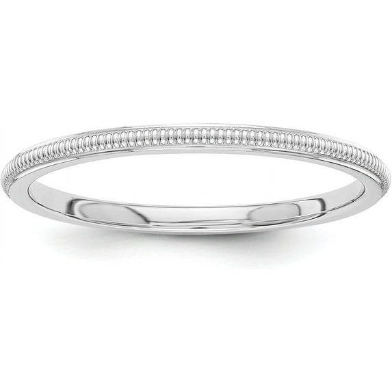 Solid 14k White Gold 1.7mm Milgrain Stackable Band Size 4.5 - Ring Size 4.5