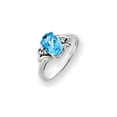 thumbnail image 1 of Solid 14k White Gold 10x8mm Oval Blue Topaz Checker VS Diamond Engagement Ring Size 8 (.06 cttw.), 1 of 2