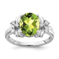 thumbnail image 1 of Solid 14k White Gold 10x8mm Oval Peridot Green August Gemstone Diamond Engagement Ring Size 6 (.102 cttw.), 1 of 2