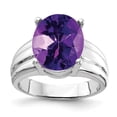 thumbnail image 1 of Solid 14k White Gold 12x10mm Oval Amethyst Purple February Gemstone Engagement Ring Size 8.5, 1 of 2