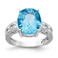 thumbnail image 1 of Solid 14k White Gold 12x10mm Oval Blue Topaz VS Diamond Engagement Ring Size 7.5 (.04 cttw.), 1 of 6