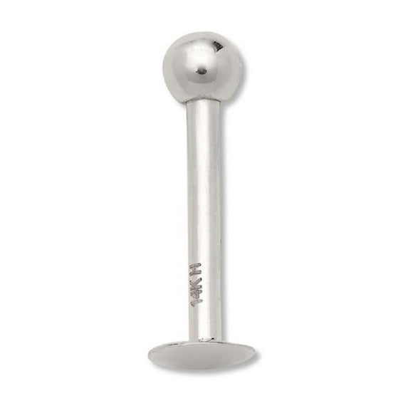 Solid 14k Yellow or White Gold 16G 3mm Ball Labret Tragus Ear Lip Ring Stud Body Piercing Stud for Women
