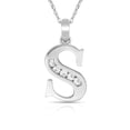 thumbnail image 1 of Solid 14k White Gold 18 Inch Small Channel-set (A-Z) CZ Letter Name Personalized Monogram Initial Necklace (7mm X 14mm), 1 of 2