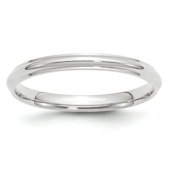 Solid 14k White Gold 2.5mm Plain Classic Dome with Flat Edge Wedding Band Ring Size 5.5