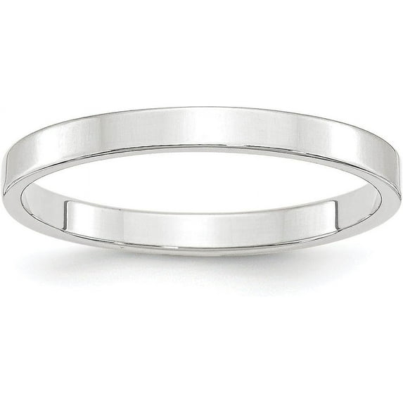 Solid 14k White Gold 2.7mm Lightweight Flat Wedding Band Size 5.5 - Ring Size 5.5