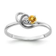 thumbnail image 1 of Solid 14k White Gold 3mm Citrine Yellow November Gemstone Diamond Engagement Ring Size 5, 1 of 3